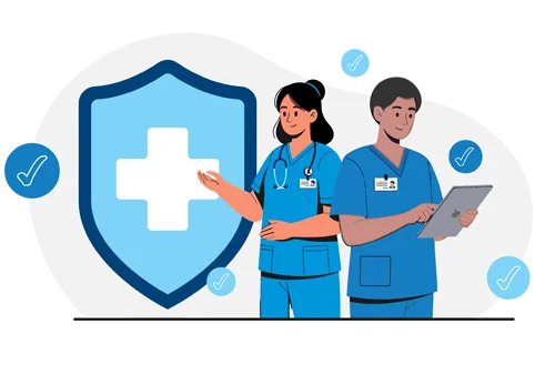 vector image of a female and male nurse