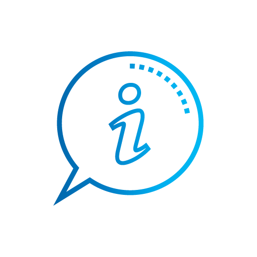 Icon of a speech bubble with info symbol inside
