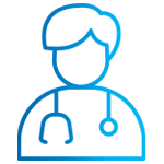 icon of a male doctor with a stethoscope around his neck
