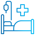 icon of hospital bed and medical cross