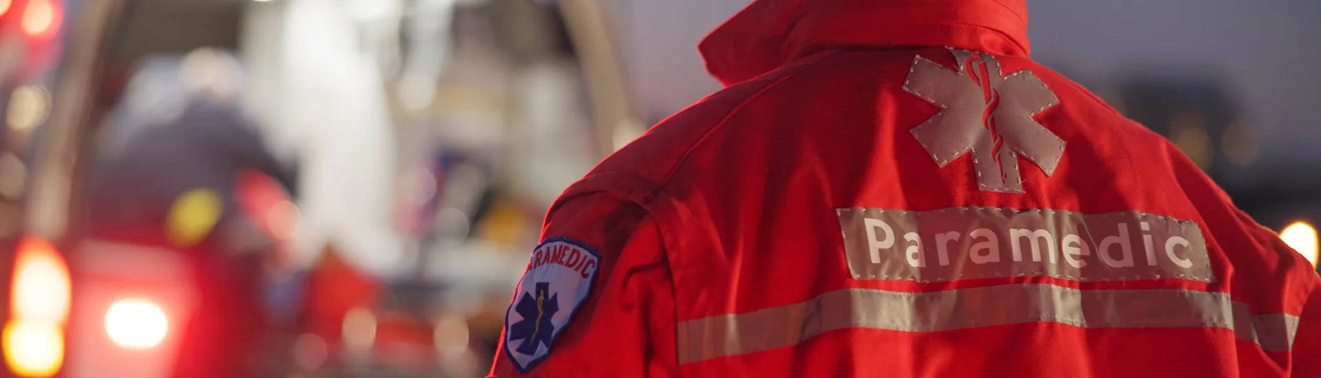 the back view of a paramedic